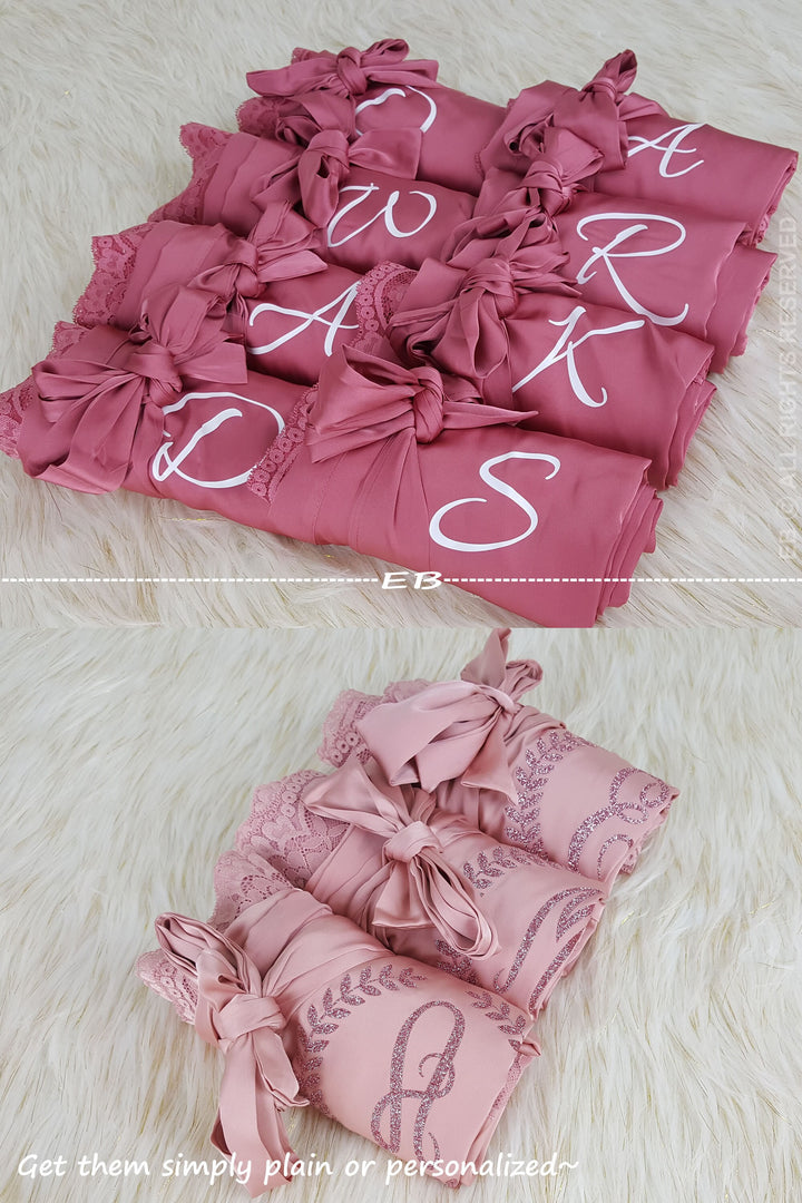 Dusty Rose robes, set of 1,2,3,4,5,6,7,8,9,10,11,12, bridesmaid proposal box, getting ready robes, bachlorette party, plus and child size