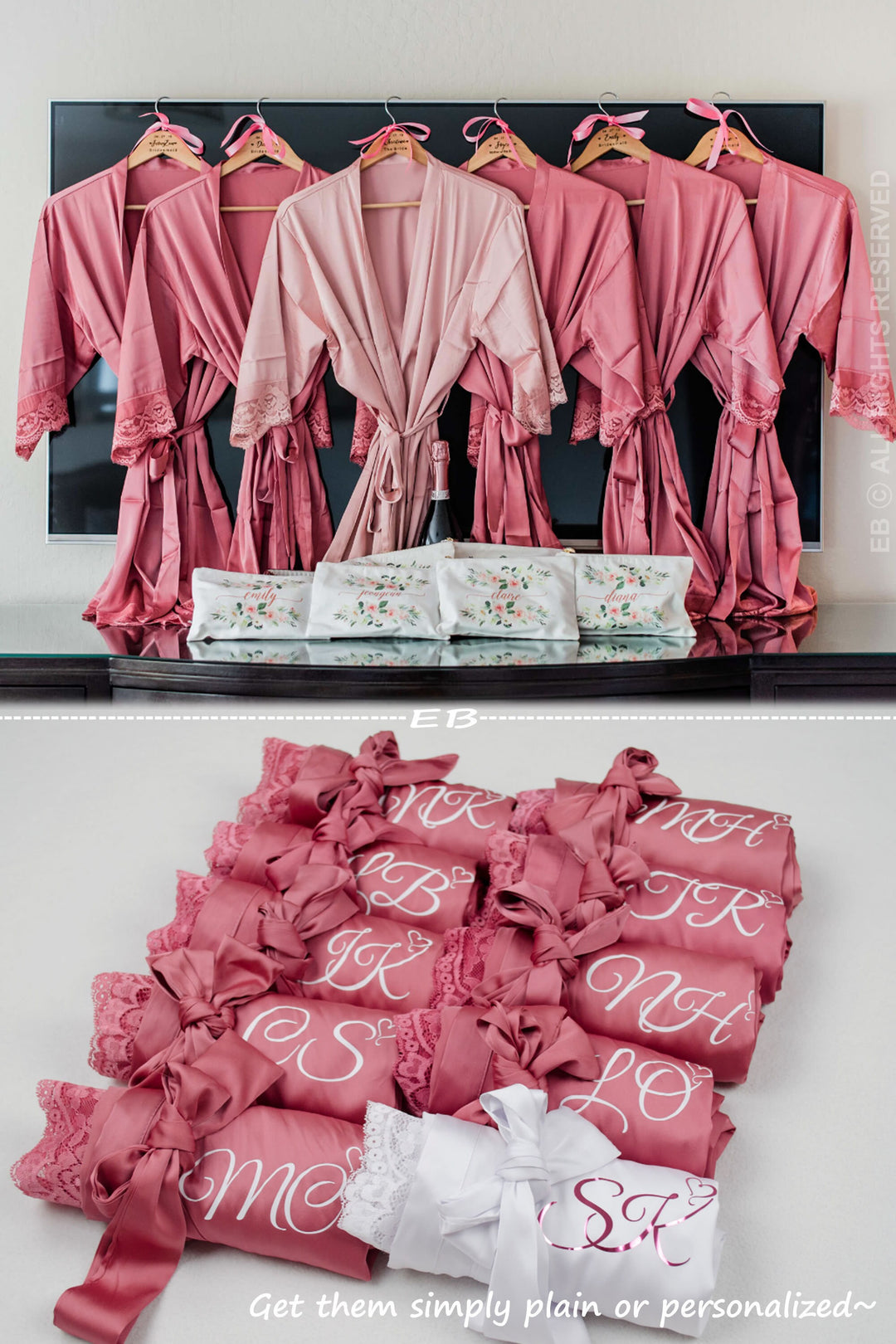 Dusty Rose robes, set of 1,2,3,4,5,6,7,8,9,10,11,12, bridesmaid proposal box, getting ready robes, bachlorette party, plus and child size