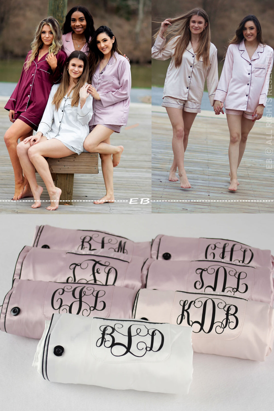 Personalized SET Silk Pajamas Bridesmaids Short + Shirt Bridal shorts  bridesmaid pajamas, bridesmaid gifts Bridesmaid pajama